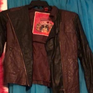 Girls 2 tone leather jacket